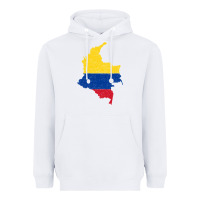 White colombia Flag Map Drawing Line Art Heavyweight Hoodie - linhVisuals