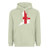 Matcha england Flag Map Drawing Line Art Heavyweight Hoodie - linhVisuals