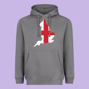 England Flag Map Drawing Line Art Heavyweight Hoodie Designed By Linhvisuals