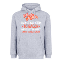 Heather Grey bacon apparel t  shirt i'm not addicted to bacon we were just in a com Heavyweight Hoodie - linhVisuals