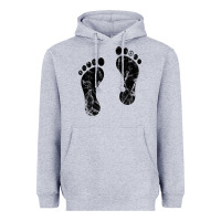 Heather Grey 70's footprints   footprint Heavyweight Hoodie - linhVisuals