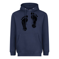 Navy 70's footprints   footprint Heavyweight Hoodie - linhVisuals