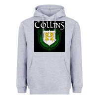 Heather Grey collins family irish coat of arms Heavyweight Hoodie - linhVisuals