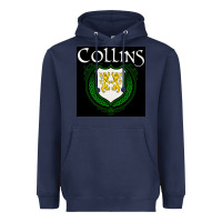 Navy collins family irish coat of arms Heavyweight Hoodie - linhVisuals