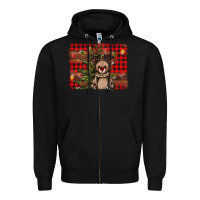 Black reindeer trees background Zipper Hoodie - AdoDesignShop