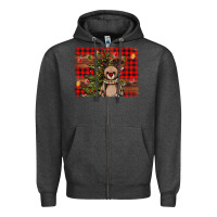 Charcoal Heather reindeer trees background Zipper Hoodie - AdoDesignShop