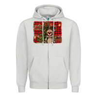 Dove Grey reindeer trees background Zipper Hoodie - AdoDesignShop