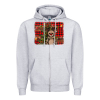 Heather Grey reindeer trees background Zipper Hoodie - AdoDesignShop