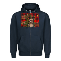 Navy reindeer trees background Zipper Hoodie - AdoDesignShop