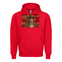Red reindeer trees background Zipper Hoodie - AdoDesignShop