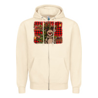 Sandshell reindeer trees background Zipper Hoodie - AdoDesignShop