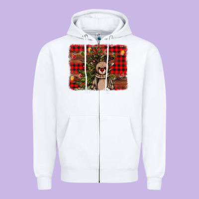 Reindeer Trees Background Zipper Hoodie Designed By Adodesignshop