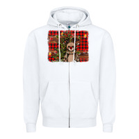White reindeer trees background Zipper Hoodie - AdoDesignShop