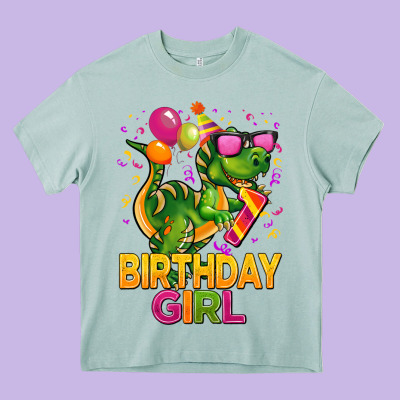 1st Birthday Girl T Rex Pink Heavy Core Tee Designed By Cowgirlartshop