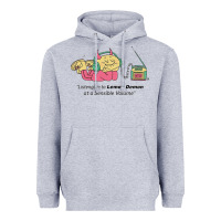 Heather Grey listening to lemon demon Heavyweight Hoodie - linhVisuals