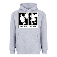 Heather Grey your wife my wife weightlifting Heavyweight Hoodie - linhVisuals