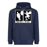 Navy your wife my wife weightlifting Heavyweight Hoodie - linhVisuals