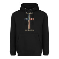 Black for god and country cross american flag faith us patriotic tank top Heavyweight Hoodie - linhVisuals