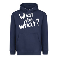 Navy what the what Heavyweight Hoodie - linhVisuals
