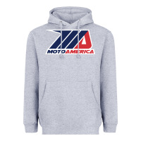 Heather Grey moto america Heavyweight Hoodie - linhVisuals