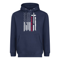 Navy in god we trust with patriotic vintage american flag t shirt Heavyweight Hoodie - linhVisuals