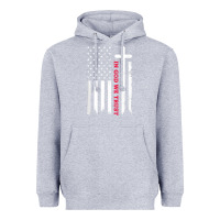 Heather Grey in god we trust with patriotic vintage american flag t shirt Heavyweight Hoodie - linhVisuals