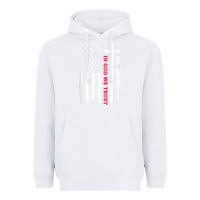 White in god we trust with patriotic vintage american flag t shirt Heavyweight Hoodie - linhVisuals