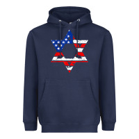 Navy hanukah american flag star of david   jewish chanukah t shirt Heavyweight Hoodie - linhVisuals