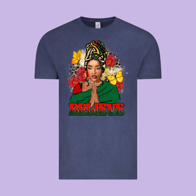 Believe Black Woman Vintage Tee Designed By Fadigitalartstudio