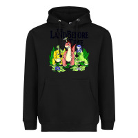 Black land before time pastel dinosaur friends Heavyweight Hoodie - linhVisuals
