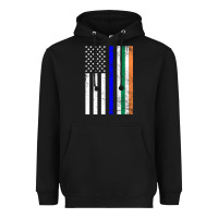 Irish American Flag Thin Blue Line Police St. Patrick's Day Long Sleev Heavyweight Hoodie | Teevron