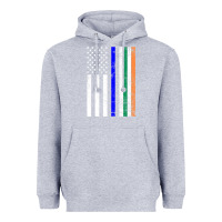 Heather Grey irish american flag thin blue line police st. patrick's day long sleev Heavyweight Hoodie - linhVisuals
