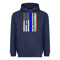Navy irish american flag thin blue line police st. patrick's day long sleev Heavyweight Hoodie - linhVisuals