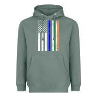Sage irish american flag thin blue line police st. patrick's day long sleev Heavyweight Hoodie - linhVisuals