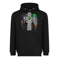 Black irish american usa flag celtic cross st patrick's day premium t shirt Heavyweight Hoodie - linhVisuals