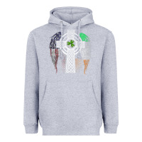Heather Grey irish american usa flag celtic cross st patrick's day premium t shirt Heavyweight Hoodie - linhVisuals
