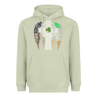 Matcha irish american usa flag celtic cross st patrick's day premium t shirt Heavyweight Hoodie - linhVisuals