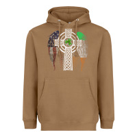 Toasted Coconut irish american usa flag celtic cross st patrick's day premium t shirt Heavyweight Hoodie - linhVisuals