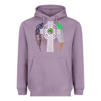 Lavender irish american usa flag celtic cross st patrick's day premium t shirt Heavyweight Hoodie - linhVisuals
