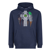 Navy irish american usa flag celtic cross st patrick's day premium t shirt Heavyweight Hoodie - linhVisuals