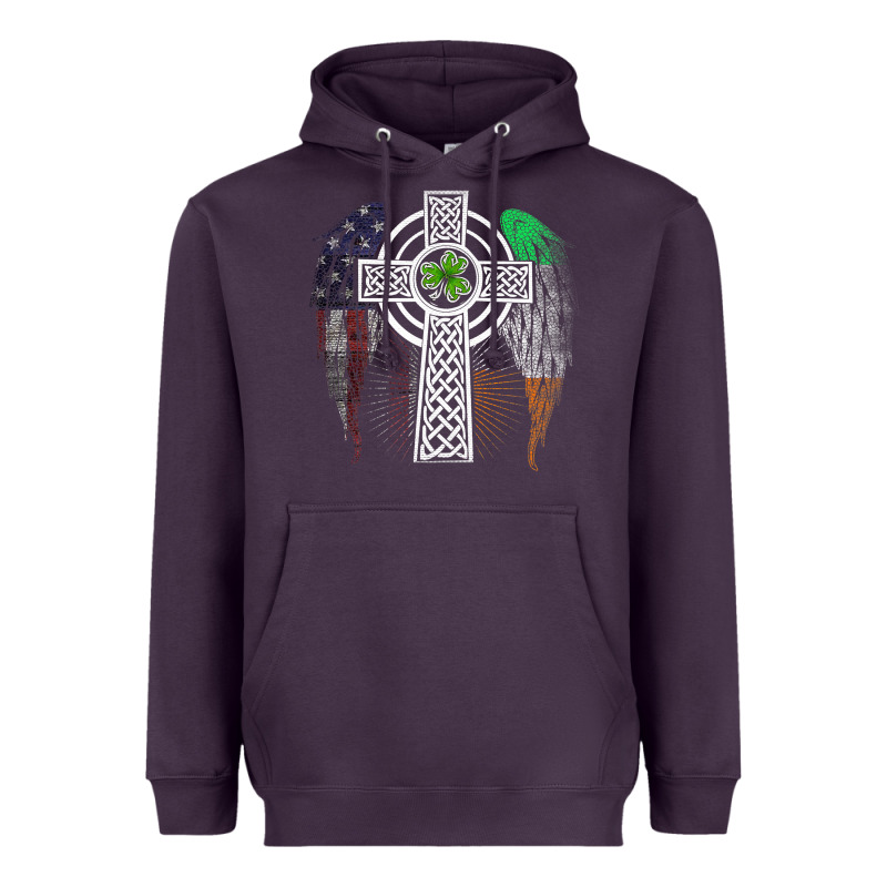 Irish American Usa Flag Celtic Cross St Patrick's Day Premium T Shirt Heavyweight Hoodie by linhVisuals | Teevron