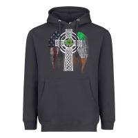 Smoke irish american usa flag celtic cross st patrick's day premium t shirt Heavyweight Hoodie - linhVisuals