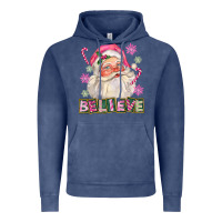 Vintage Denim Pink Believe Santa Christmas Vintage Hoodie - FaDigitalArtStudio