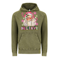 Vintage Olive Pink Believe Santa Christmas Vintage Hoodie - FaDigitalArtStudio