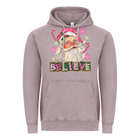 Vintage Zinc Pink Believe Santa Christmas Vintage Hoodie - FaDigitalArtStudio