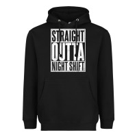 Black straight outta night shift Heavyweight Hoodie - linhVisuals