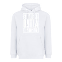 White straight outta night shift Heavyweight Hoodie - linhVisuals