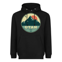 Black utah retro mountain badge Heavyweight Hoodie - linhVisuals