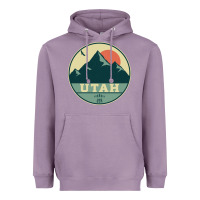 Lavender utah retro mountain badge Heavyweight Hoodie - linhVisuals