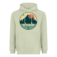 Matcha utah retro mountain badge Heavyweight Hoodie - linhVisuals